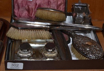 Lot 302 - Silver twin-handled sugar, silver backed dressing table items etc