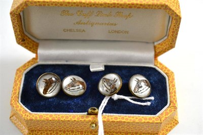 Lot 341 - Pair of horse head cufflinks