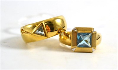 Lot 358 - A 9ct gold blue topaz ring and another ring