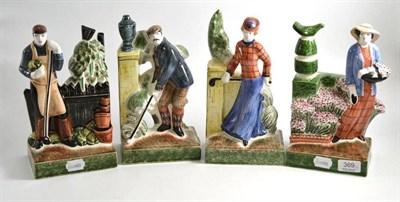 Lot 369 - Rye pottery figures of a gardener, lady florist, lady and gent golfers (4)