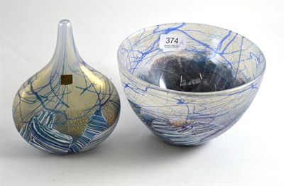 Lot 374 - Isle of Wight seascape flared glass bowl and a bottle vase