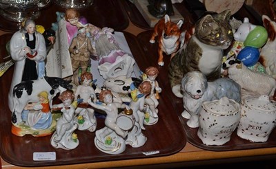 Lot 380 - Two trays of 19th and 20th century ceramics including Wade Tom & Jerry, Crown Staffordshire...