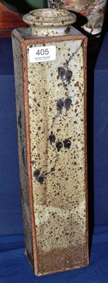 Lot 405 - Andrew Hague: a stoneware slab vase, speckled glaze, impressed seal mark, 43cm