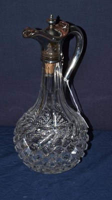 Lot 424 - Victorian plated and cut glass claret jug