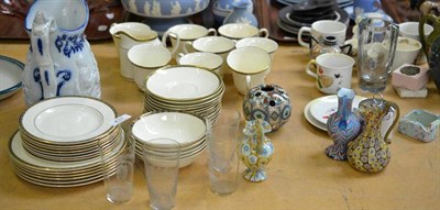 Lot 437 - A shelf of decorative ceramics including Minton St James pattern tea wares, Wedgwood blue...