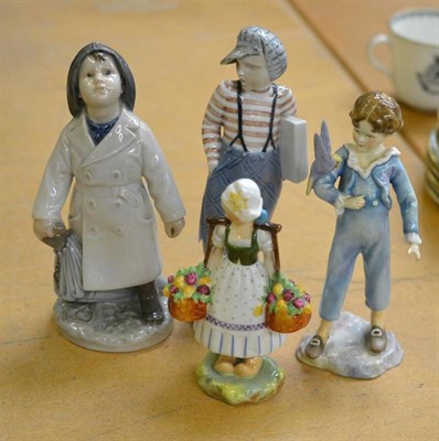 Lot 438 - A Royal Copenhagen figure numbered 3556, a B & G figure number 2148, a Royal Worcester Parakeet and