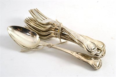 Lot 487 - Ten Scottish Hourglass pattern silver forks, William Scott Peat, Edinburgh 1826, also two spoons