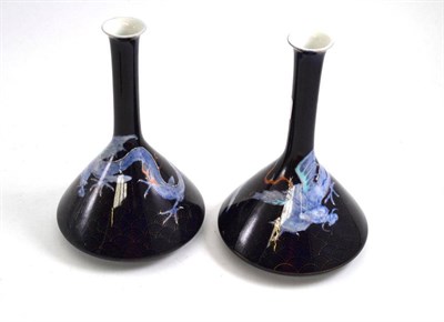 Lot 510 - A pair of Japanese Fukugowa vases decorated with dragons