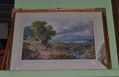 Lot 524 - After F McIntyre, extensive mountainous lakeland scene, oil on paper