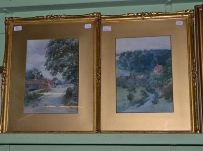 Lot 534 - Clark (19th century) Landscape with hens on a lane and a further landscape, each signed, oil on...