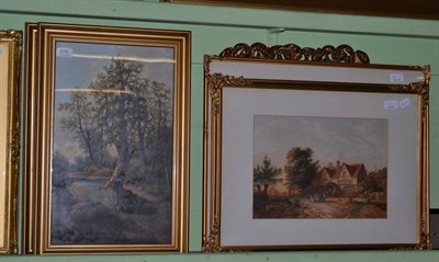 Lot 535 - G.Holler, A pair of river landscapes with figures, each signed, oil on canvas, together with...