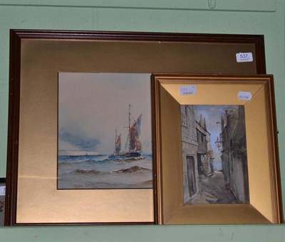 Lot 537 - Austin Smith 'Off Dover', watercolour, signed and dated 1924, and G Douglas Mackensie 'St...