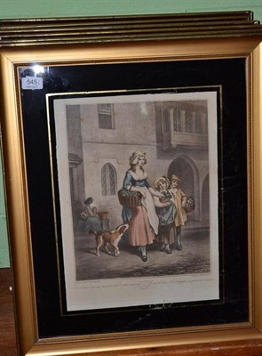 Lot 545 - After Wheatley, The Cries of London, a set of six coloured engravings in verre eglomise frames