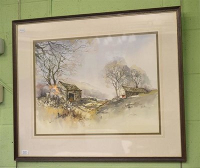 Lot 572 - John Sissons, rural landscape with a stone barn, signed, watercolour