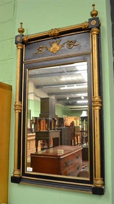 Lot 605 - Later painted black and gold Regency pier glass