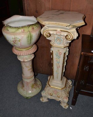 Lot 624 - A jardiniere and stand and a reproduction pedestal