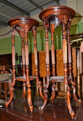 Lot 632 - Pair of reproduction mahogany plant stands