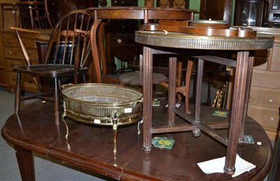 Lot 633 - Child's stick chair, barometer, brass topped table and a planter