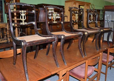 Lot 688 - Two pairs of Regency cane seated chairs