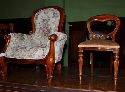 Lot 698 - A miniature child's chair in Victorian style and a small balloon back chair (2)