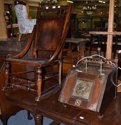 Lot 703 - Victorian brass mounted coal box and a rocking chair (2)