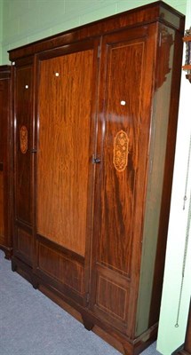 Lot 708 - Edwardian mahogany inlaid wardrobe