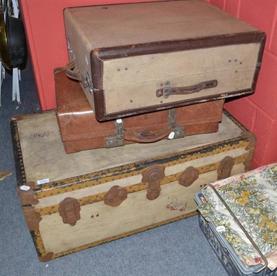 Lot 773 - A pig skin trunk and two cases