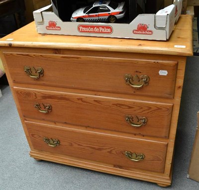 Lot 831 - A pine trunk in the form of a three height chest of drawers