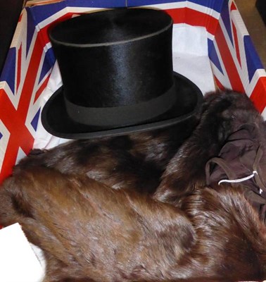 Lot 868 - A gentleman's black silk top hat by Dunn & Co, London and a lady's fur cape (2)