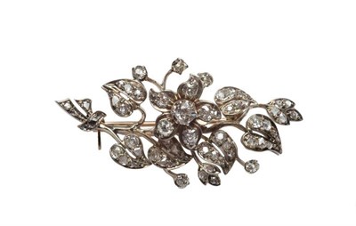 Lot 466 - A Late Victorian Diamond Floral Spray Brooch, en tremblant, inset throughout with old cut and...