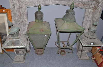 Lot 905 - Four various copper street lanterns (a.f.)