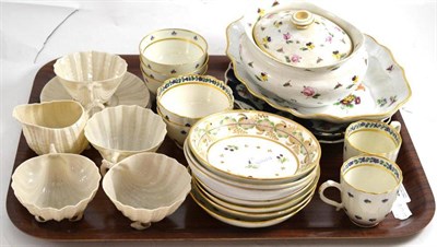 Lot 28 - Assorted 18th and 19th century and later porcelain including two Worcester plates (a.f.),...