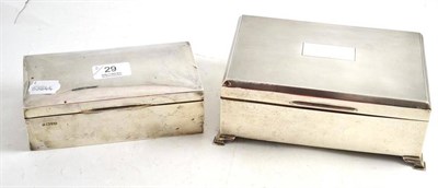 Lot 29 - A large silver cigarette box with engine turned decoration, Birmingham 1932 and another,...