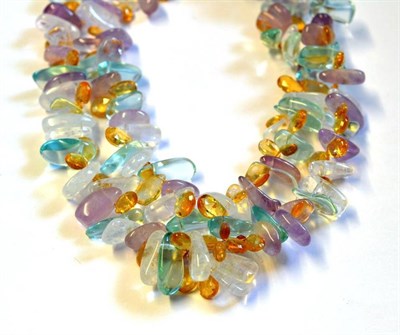 Lot 498 - A Multi Gemstone Necklace, polished and faceted fluorite, rock crystal, amethyst and citrine strung