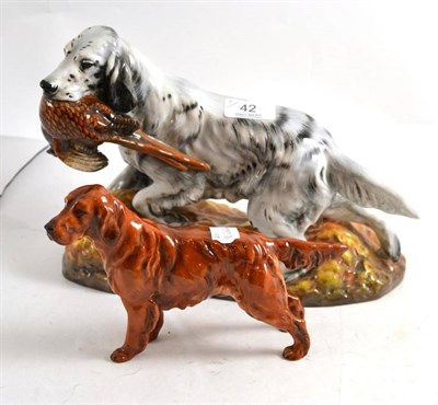 Lot 42 - A Royal Doulton setter and pheasant HN2529 and a Doulton red setter