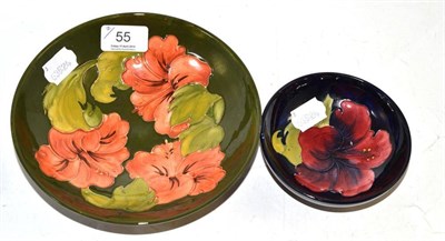 Lot 55 - Moorcroft green glaze bowl and another smaller (2)