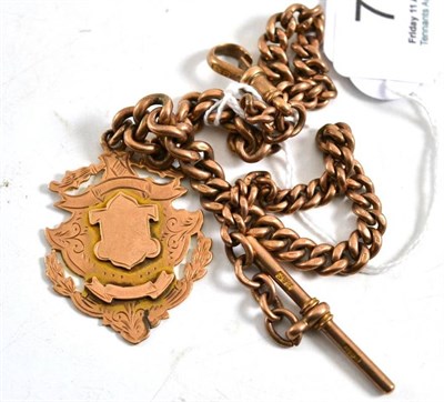 Lot 79 - A rose coloured Albert, hung with a 9ct gold shield