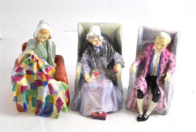Lot 107 - Three Royal Doulton figures - ";Joan"; HN2023, ";Darby"; HN2024 and ";A Patchwork Quilt"; HN1984