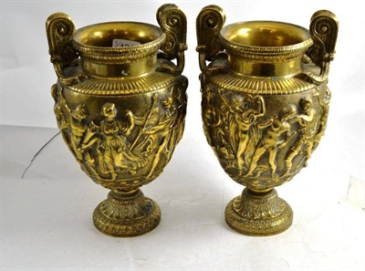 Lot 124 - A pair of bronze classical urns