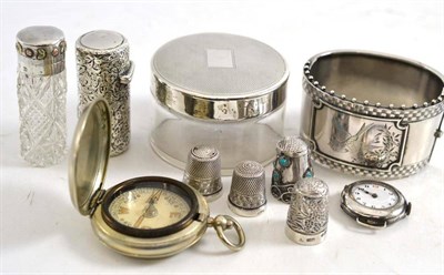 Lot 145 - A Victorian silver scent bottle, London 1881; a silver mounted glass scent bottle; a silver...