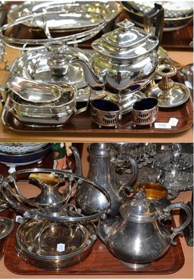 Lot 180 - Two trays of Old Sheffield Plate, including two swivel dish holders, a set of three dinner...