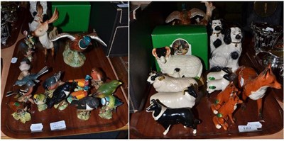 Lot 187 - Beswick figures including; Pheasant, model No. 850, Stag, model No. 981, Black-faced Ram, Sheep and