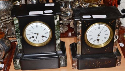Lot 188 - A Belgian black slate mantel clock and a similar timepiece