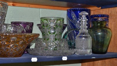 Lot 211 - A shelf of Bohemian cut glass including various vases etc