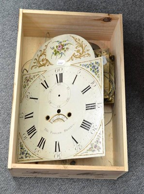 Lot 216 - A longcase clock dial and movement and two weights from another clock