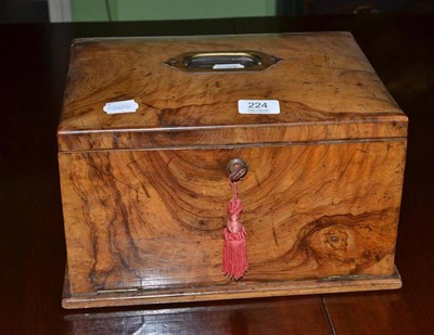 Lot 224 - 19th century walnut sewing box with hinged lid and internal drawers