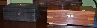 Lot 225 - 19th century Carlisle & Watts, Edinburgh brass mounted black leather writing box and a mahogany...