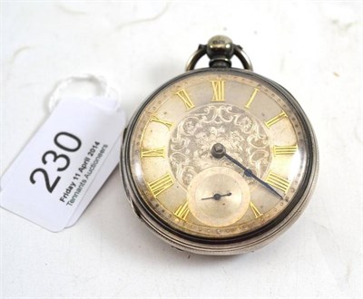 Lot 230 - A Victorian silver cased key wind pocket watch