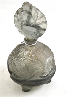 Lot 250 - Smoky glass 'fish' scent bottle and stopper