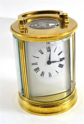 Lot 251 - French brass carriage clock with key